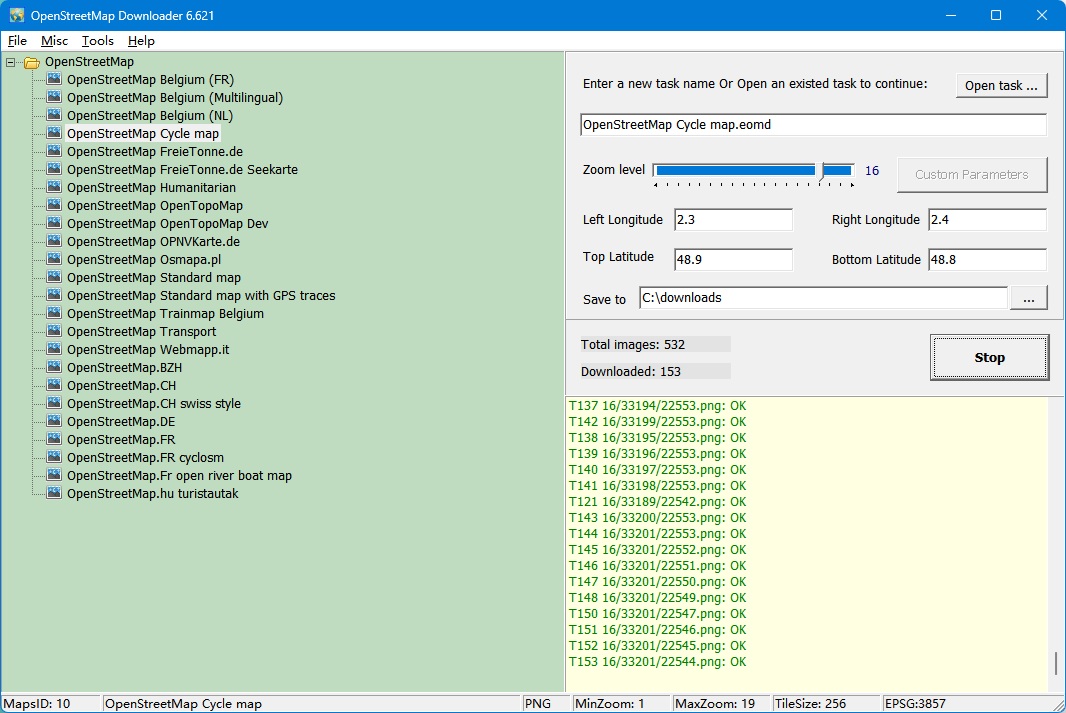 OpenstreetMap Downloader Screenshot