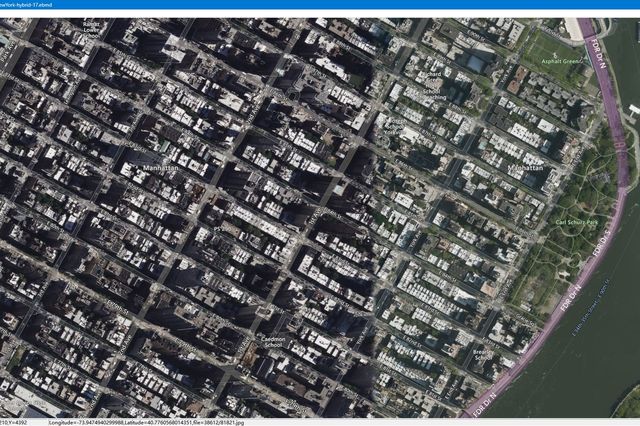Bing Maps Downloader map viewer showing downloaded satellite imagery