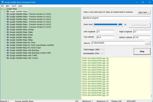 Google Satellite Maps Downloader screenshot