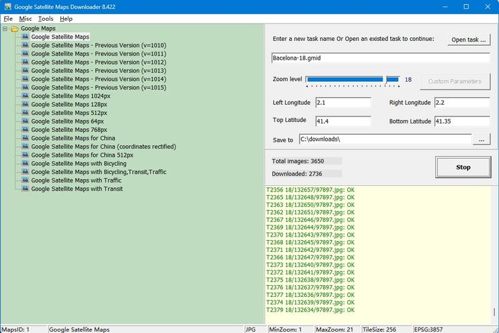 Google Satellite Maps Downloader screenshot